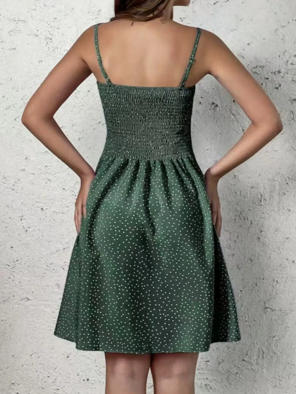 Mini Cami Dress Swiss Dot Smocked Square Neck with Thin Straps 0ac71e8fca7c467c9c1313c347ed7ee3-Max-Origin Trendsi