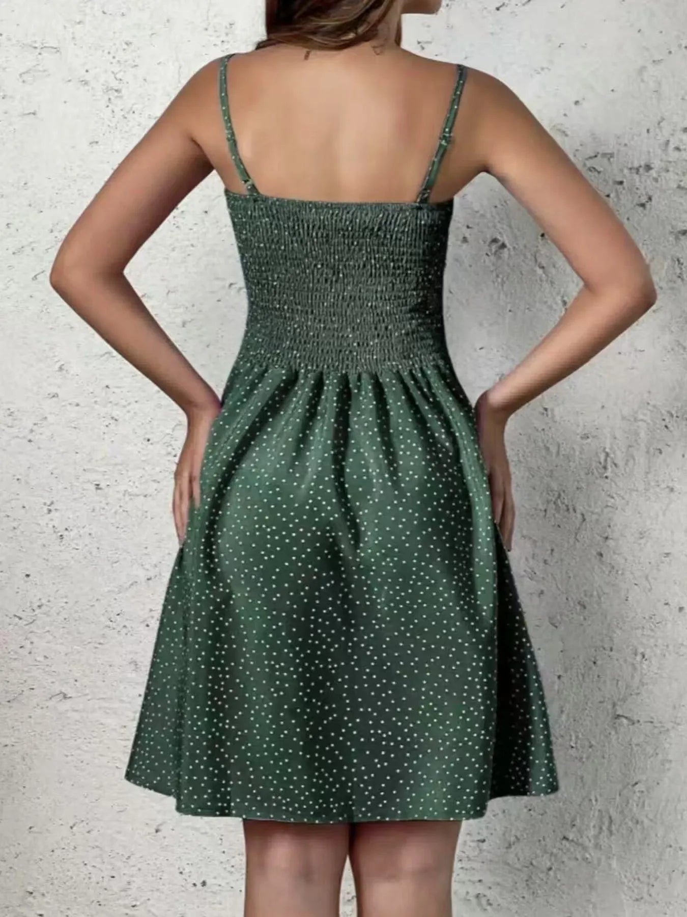 Mini Cami Dress Swiss Dot Smocked Square Neck with Thin Straps 0ac71e8fca7c467c9c1313c347ed7ee3-Max-Origin Trendsi