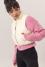 Solid Quilted Vest HYFVE Pocketed Sleeveless Coat 0ad29bfb-d6bd-4eb5-996e-d7f4310e8e30-Max Trendsi