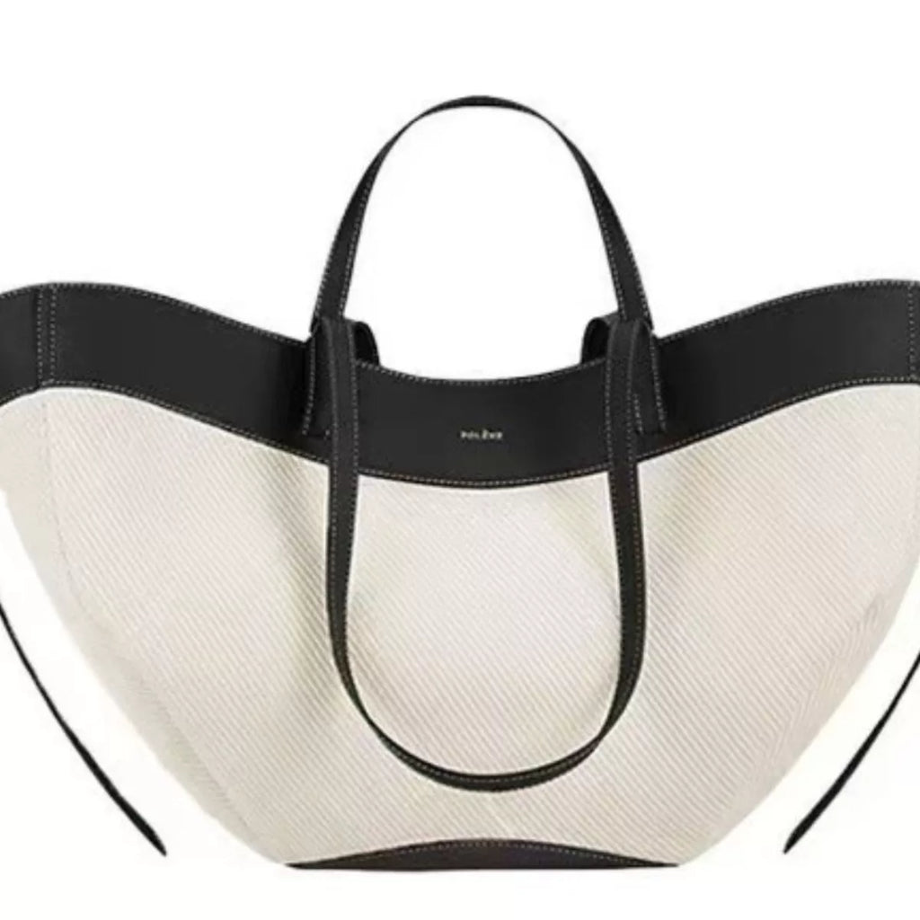 Women's Handbag White Black Two-Tone Pu Leather Tote 0b035cea-c520-41da-b7ed-5589170092ea-Max-Origin Trendsi