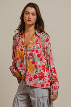BiBi Women's Shirt Rose Floral Printed Smocked Long Sleeve Top 0b0396047f4f4e4d9050c98495dc1ba3-Max-Origin Trendsi