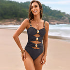 One-Piece Swimwear Women's Cutout Ruched Sweetheart Neck Beaded Black 0b199b81-4dbf-4ea9-9a78-98e1044298a0-Min Trendsi