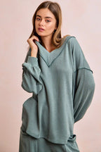 BiBi Outfit Set Dark Sage Cord Rib Contrast Stitching V-Neck Top and Pants 0b311bbfe7344b129db938c922c2a4b1-Max-Origin Trendsi