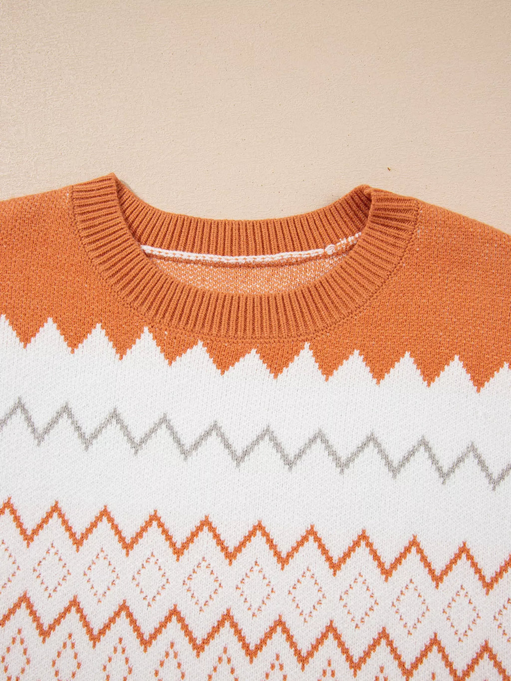 Women's Sweater Zigzag Geometric Knit Pattern Round Neck Pullover 0b76aec9473046f5835345cc622ea448-Max-Origin Trendsi