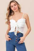 Cami Crop Top BiBi Ruffled Smocked Ribbon Bow Detail 0b7ce63a-477f-48aa-b1e8-5b010a607bfe-Max Trendsi