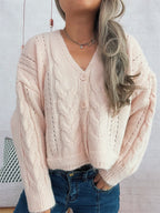 Women's Cardigan Cable Knit Button-Up Soft Knit Acrylic Long Sleeve 0b88f49ecfdd4f3688345ba45278ad24-Max-Origin Trendsi
