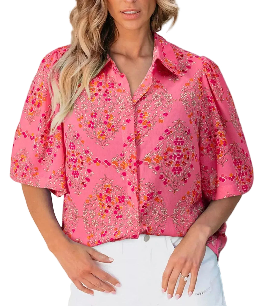 Floral Print Puff Sleeve Shirt