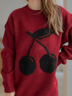 Cherry Sweater Round Neck Long Sleeve Casual Basic Knitwear 0bad453c-db8a-4358-b4ec-cd839aebaa85-Max Trendsi
