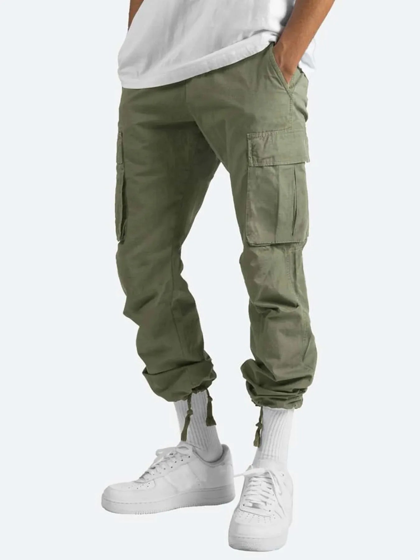 Men's Cargo Pants Drawstring Waist Pocketed Trousers S-5XL Green 0bcfbb2a12f444aeaa13986271bc8c1a-Max-Origin Trendsi