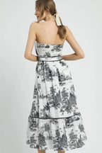 Umgee Midi Dress Black Landscape Printed Tiered Tube Smocked 0bdeccce-c4a8-4859-acf4-97ffa9823240-Max-Origin Trendsi