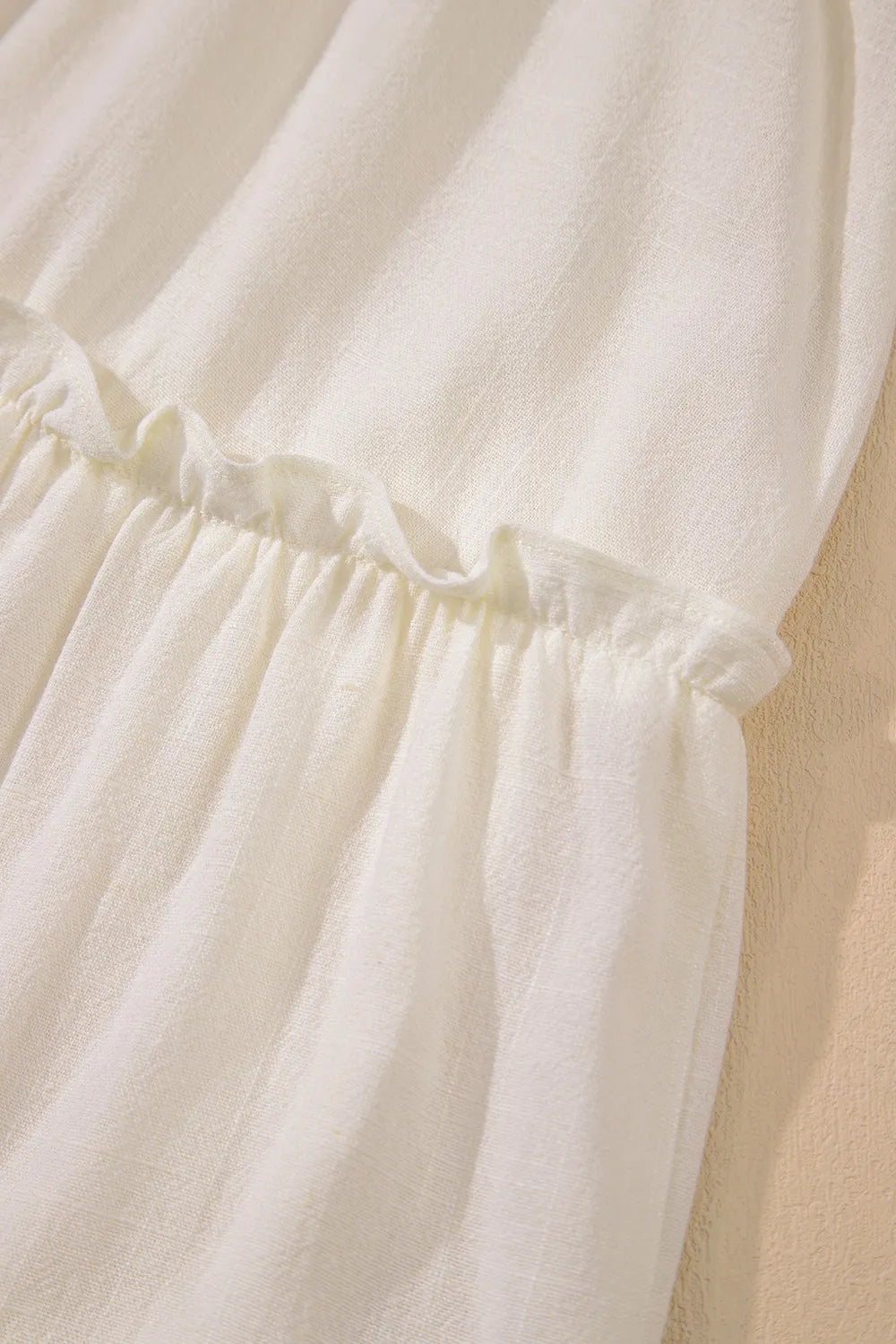 Mini Dress Beige Solid Color Bow Tied Straps Ruffle Tiered Frill 0be1095e-dce6-4c27-959c-4da06e58f414-Max-Origin Trendsi