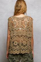 POL Crochet Tank Top Olive Floral Openwork Round Neck Blouse 0bec616e-f031-4005-9b04-7b5395ce0c83-Max-Origin Trendsi