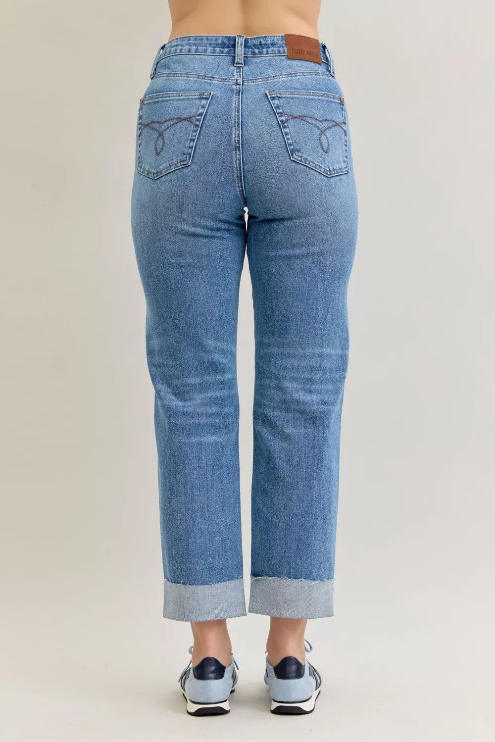 Judy Blue Jeans High Waist Bf Criss-cross Mild Destroy with Single Cuff 0c09707de02a4b1a99ce129dcb5e456f-Max-Origin Trendsi