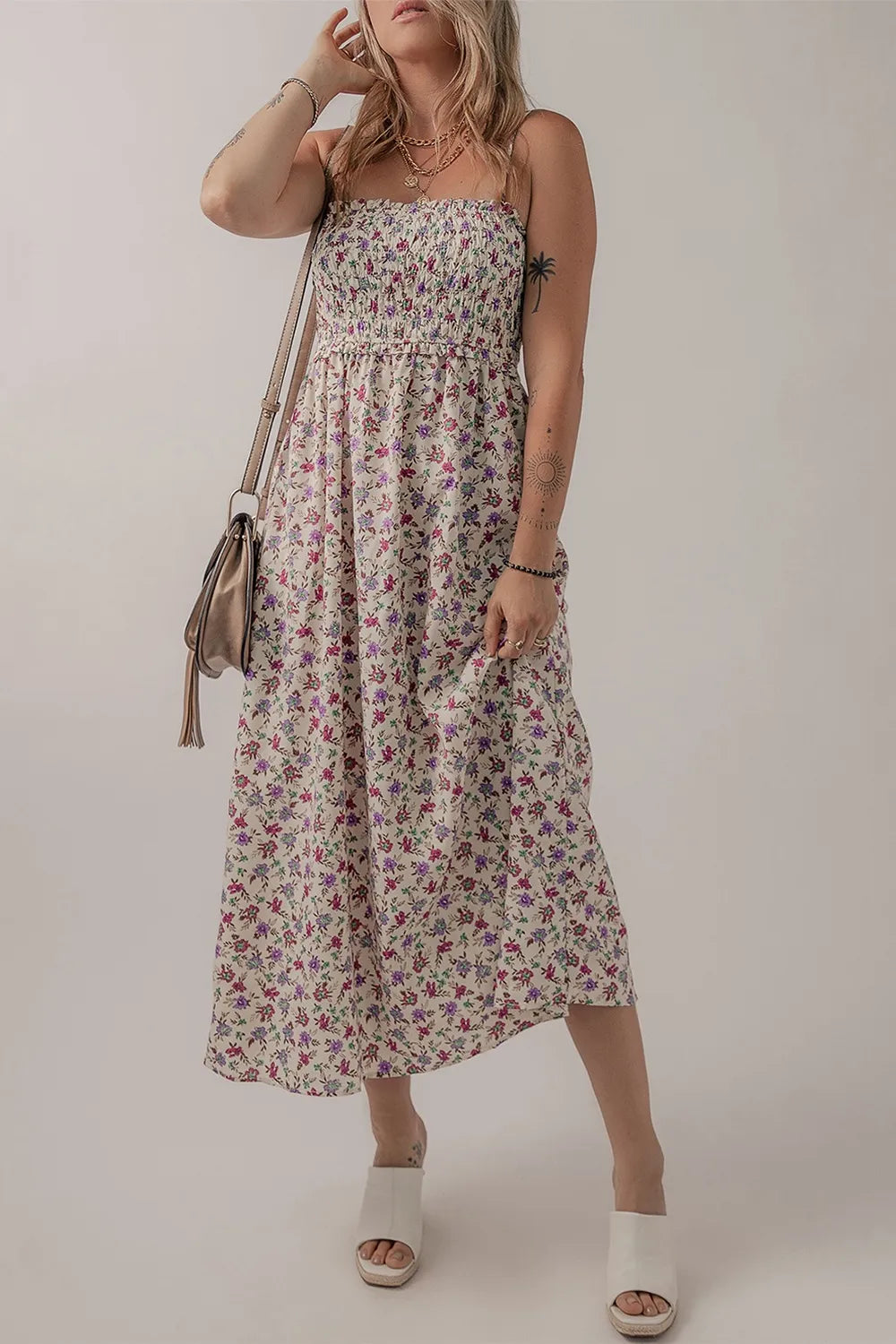 Sundress Floral Multicolour Bohemian Ditsy Smocked Fit Flare 0c157343-fe72-4138-b110-37889fcc448d-Max-Origin Trendsi