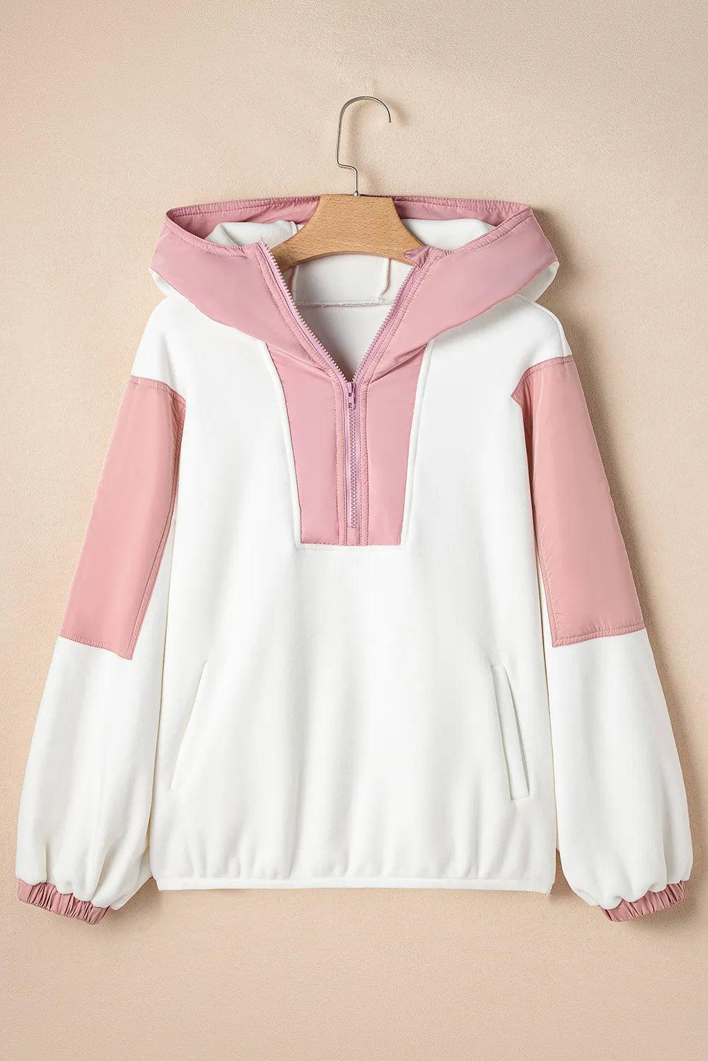 Hoodie Color Block Half Zip Long Sleeve Hooded Sweatshirt 0c16bf0c-4dd3-47eb-8271-5a42539e4e38-Max Trendsi