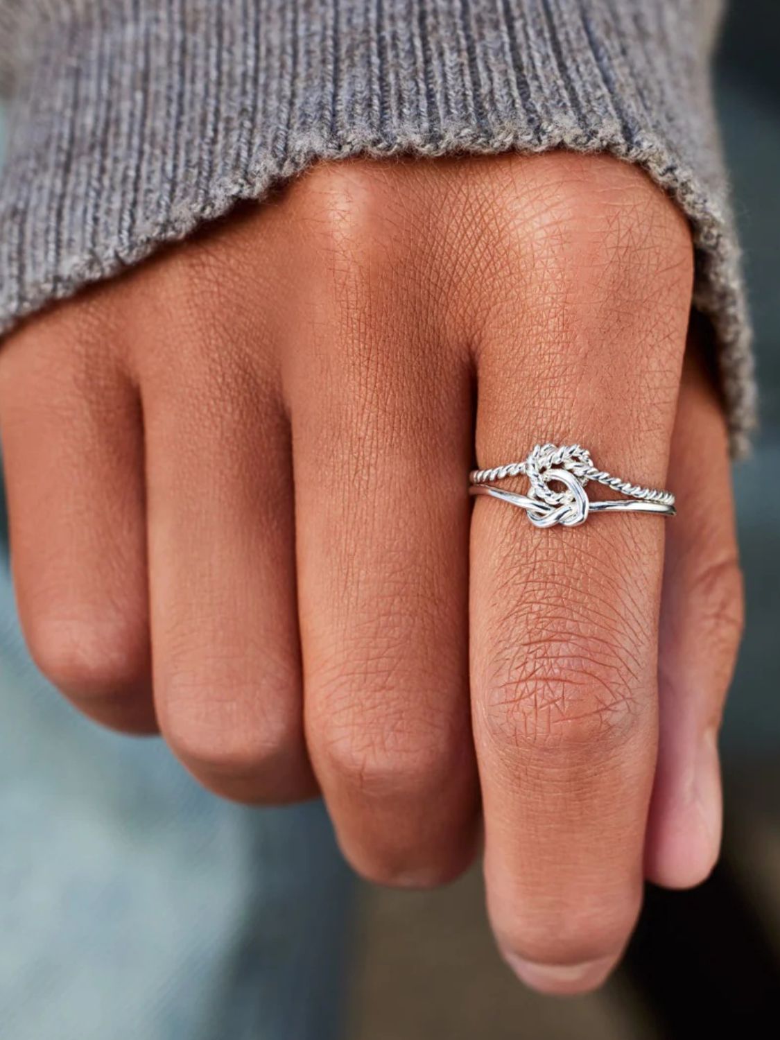 Silver Knotted Ring 925 Sterling Adjustable Women Ring with Box 0c724dbf-2f87-440e-9d12-15374338e760-Max Trendsi