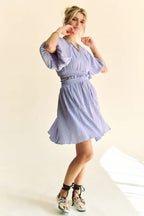 Davi & Dani Mini Dress Lavender Ruffle Puff Sleeve with Back Button 0c7aa89e912b4040a8301e5832dbad4d-Max-Origin Trendsi