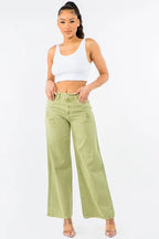 American Bazi Women's Jeans High Waist Distressed Wide Leg Yellow-Green Denim 0c81fd23-e3ac-4d36-b2d0-4cc390107567-Min Trendsi