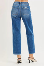 RISEN Womens Ankle Straight Jeans High Rise Distressed Hem Detail Denim Pants 0c96b89f90f546039092ada77e9891fa-Max-Origin Trendsi