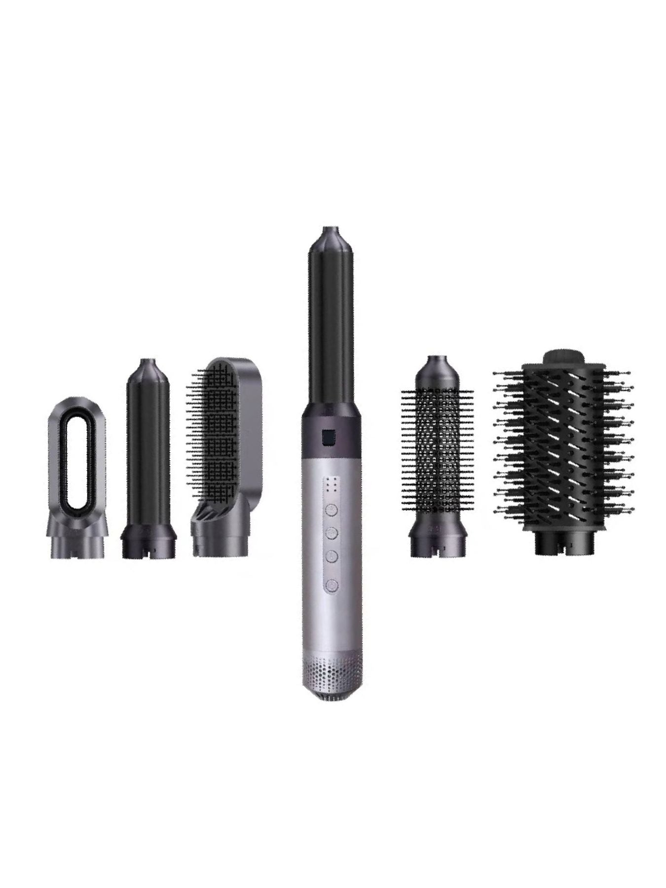 5-in-1 Hot Air Brush - Multi-functional Hair Styling Tool, 6 Attachments, ABS Material, Imported