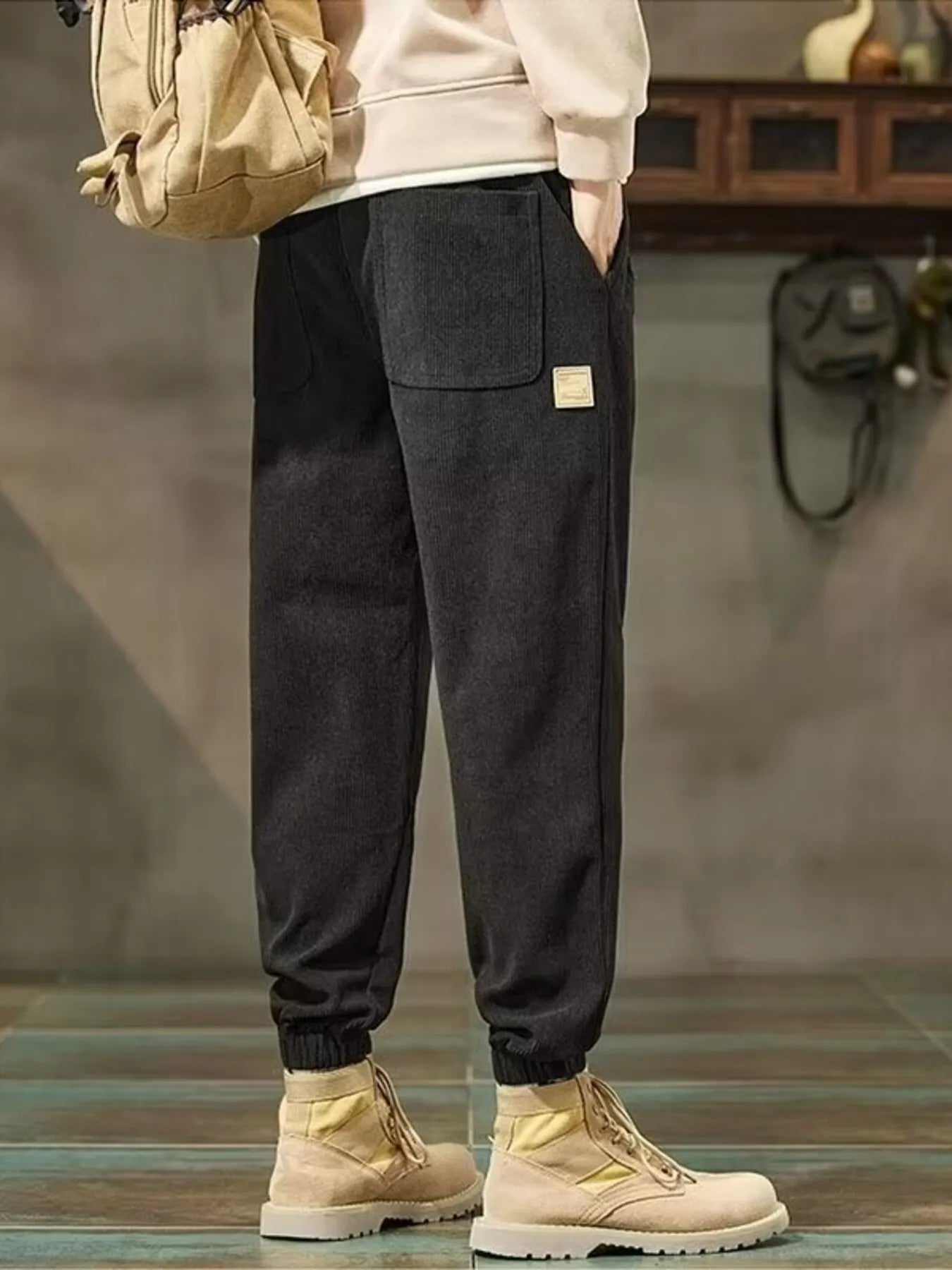 Men's Corduroy Pants Drawstring Waist Wide Leg Joggers with Pockets S-3XL 0ca4b38134ee496ba92412c9071b454f-Max-Origin Trendsi