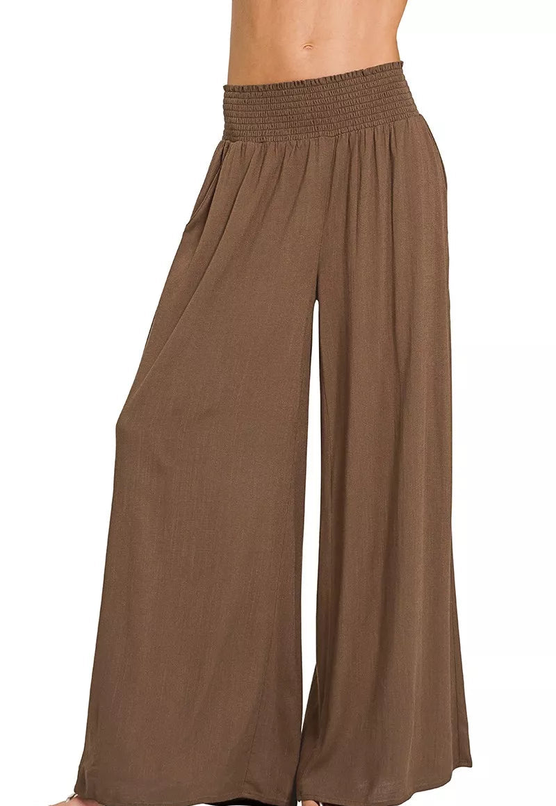 Zenana Smocked Waistband Wide Leg Lounge Pants