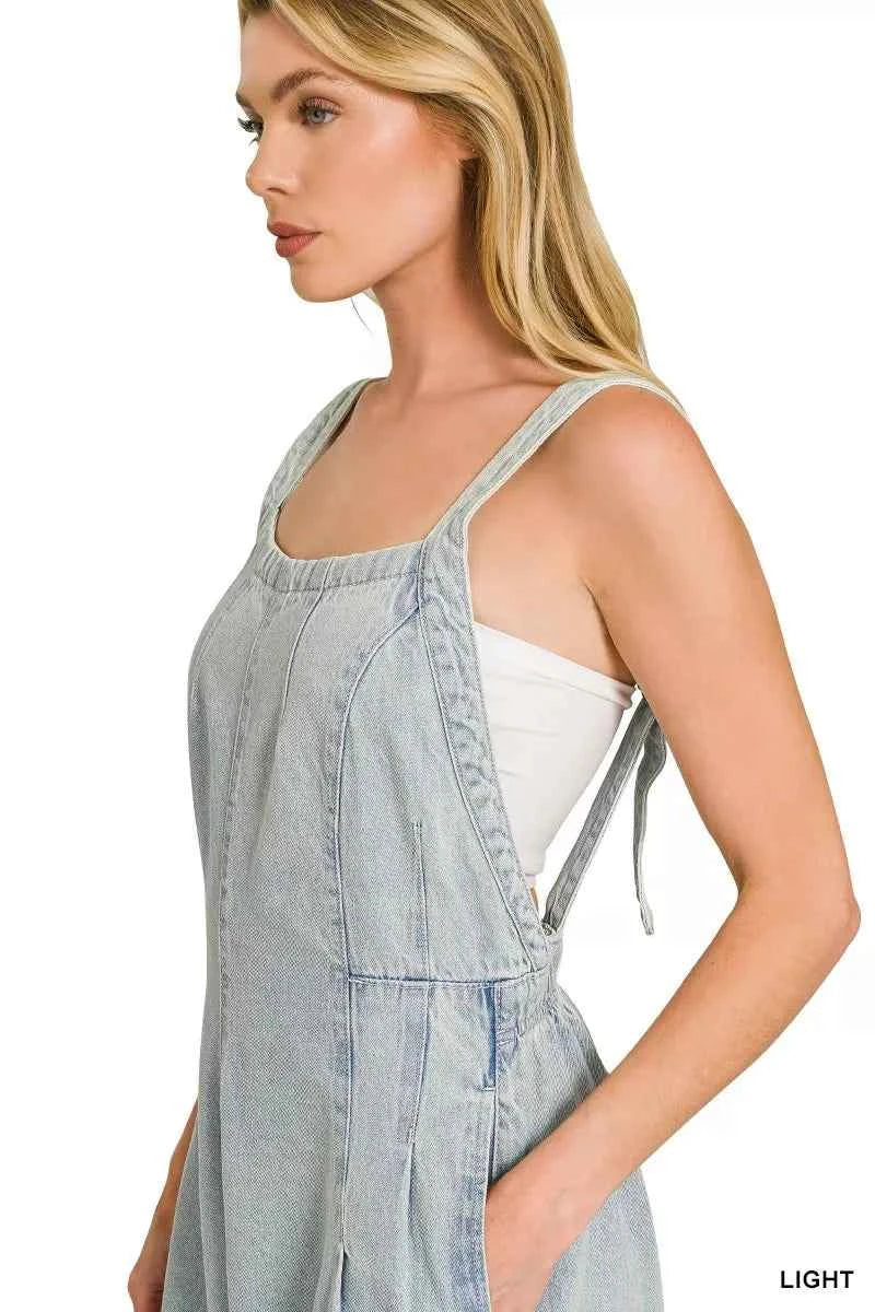 Zenana Denim Overalls Light Washed Wide Leg Cotton Jumpsuit 0cc7fa1a0be547339797b90700052602-Max-Origin Trendsi