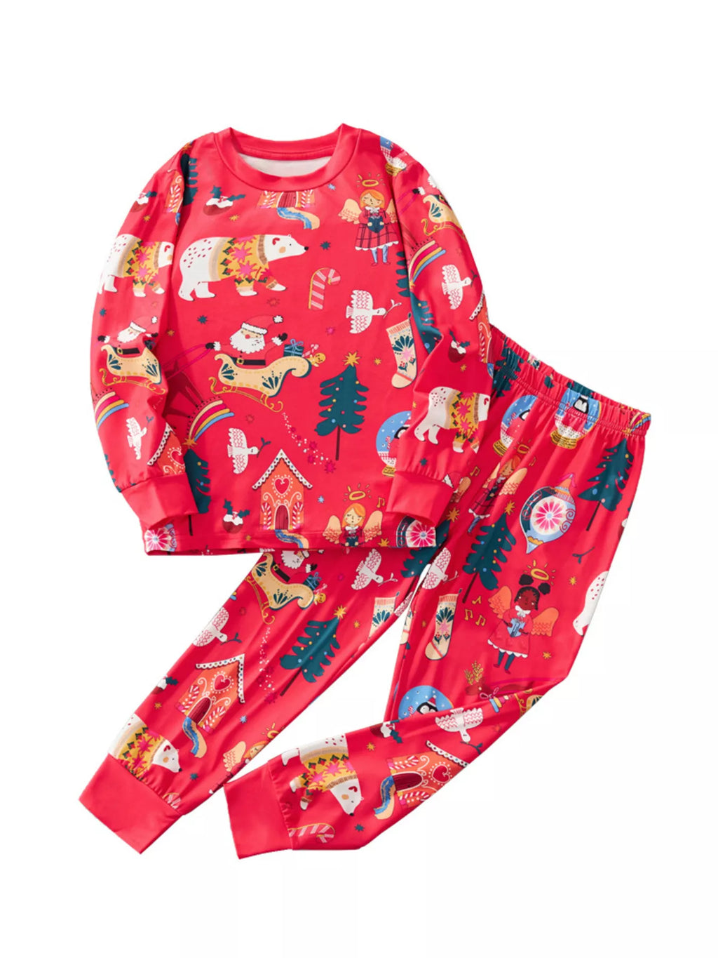 Children's Christmas Print Round Neck Top and Pants Pajama Set Red 0cd29a6189304dd0bf98c58c641f619a-Max-Origin Trendsi