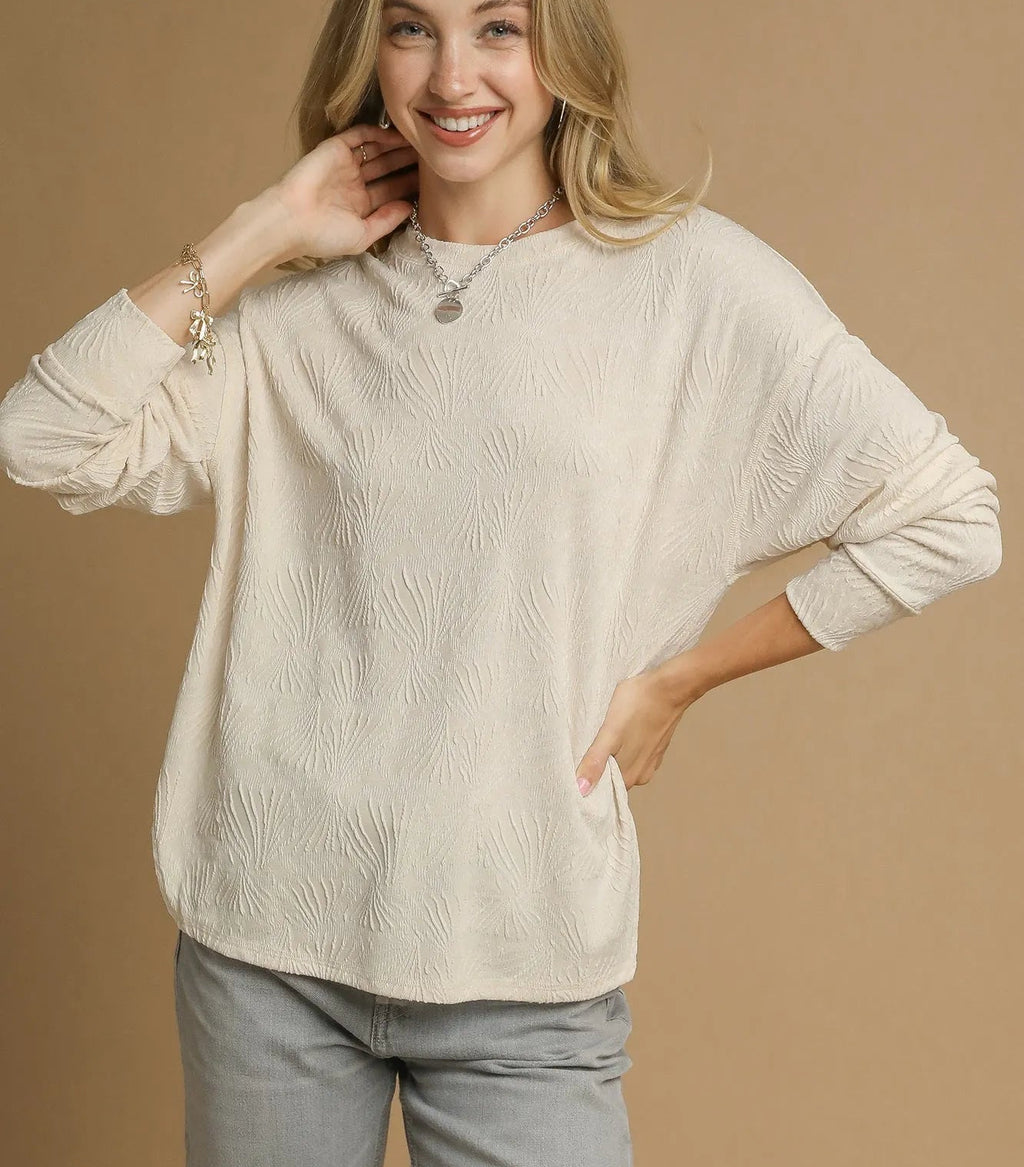Umgee Textured Knit Long Sleeve Top
