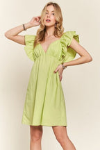 ADORA Babydoll Dress Lime Smocked Back Ruffled Cotton Cap Short Sleeve 0cfe956f-9170-45bd-b618-f43bf2b19218-Min Trendsi