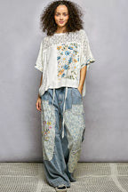POL Floral Blouse Ivory Patchwork Lace Accent Short Sleeve Top 0d09b452-6e15-4e60-b9d9-436724f3c6e7-Max-Origin Trendsi