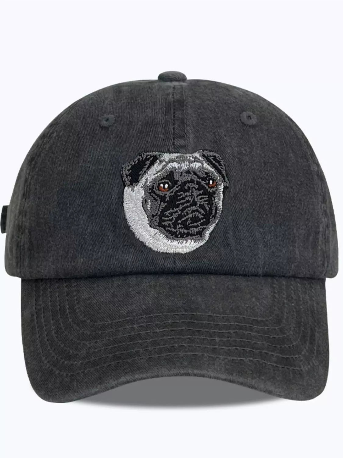 Baseball Cap Washed Denim Black Dog Embroidered Hat Starling One Size 0d103897-9a2e-4718-9197-f67b26e44fab-Max-Origin Trendsi