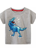 Boy's T-Shirt Children's Gray Cotton Dinosaur Graphic Short Sleeve Top Gray 0d2a2d1de6c346a68ce37c9f75ae27ea-Max-Origin Trendsi