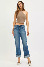 RISEN Womens Straight Jeans 4 Way Stretch Slouchy with Cuffed Hem Plus Sizes 0d4e3079dd3d44309db8c60eb69829df-Max-Origin Trendsi