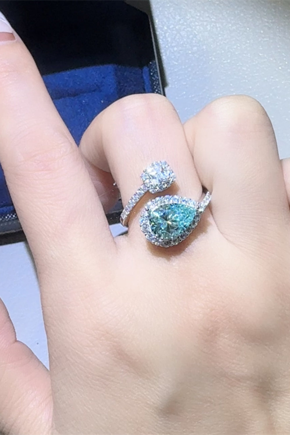 Silver Bypass Ring Turquoise 2 Carat Moissanite Stone 925 Sterling Jewelry 0d5bc4fb-a2f3-461b-8681-be1a59f83818-Max Trendsi
