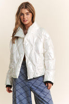 Puffer Jacket J.NNA Quilted Mock Neck Long Sleeve Coat Winter Glass 0d5f043c-cbb2-4c3d-a6ec-c891ed16d8fe-Max Trendsi