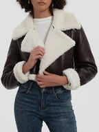 Women Faux Leather Cropped Jacket Collared Neck Long Sleeve Plush Lined 0d96161d-46c0-419a-9481-ab99ca03e0eb-Max Trendsi