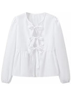 Blouse Front Tied Round Neck Long Sleeve Cotton Blend Tops 0d9e3b20-e7ed-4950-bd7c-6f0a0e0fc67f-Max_009101a7-a2d6-43d5-9b1b-3cc0f8e745f0 Trendsi
