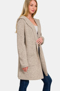 Zenana Cardigan Hooded Open Front Sweater Outwear H Mocha 0db81a9f-1801-4d5b-9466-3d876e3c8ac1-Max Trendsi