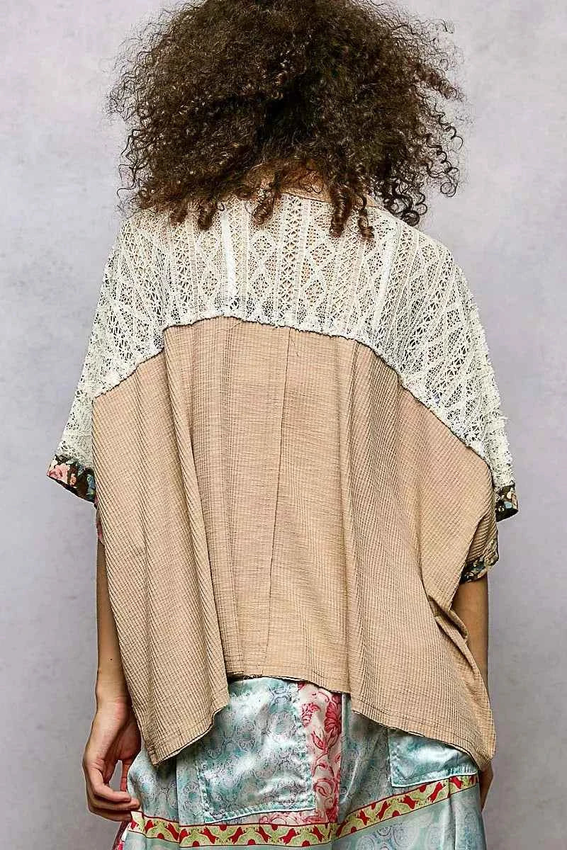 POL Floral Blouse Taupe Patchwork Lace Accent Top 0dcfdff4-d332-438a-bcb9-64f1f24df698-Max-Origin Trendsi