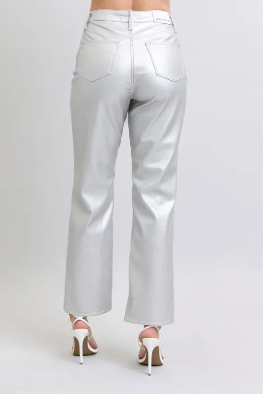 Judy Blue Silver Faux Leather Pants High Waist Straight 0dfa4b752e9e4aef9ebb551b9e198afc-Max-Origin Trendsi