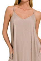 Zenana Cami Dress Woven Arc Hem With Flowy Pockets 0dfbfa43-da7c-4e41-a78c-db1d3aaa7c3d-Max-Origin Trendsi