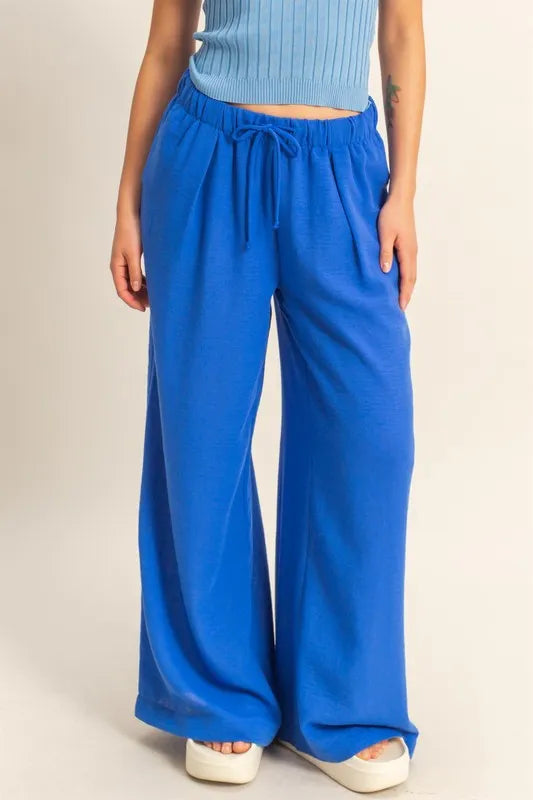 HYFVE Pants Wide Leg Blue Elasticized Waist 0e0412e49ca846319a342b0cc58eabba-Max-Origin Trendsi