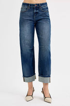 RISEN Womens Barrel Cuffed Jeans Slouchy Crop Dark Washed Denim 0e046b19-ad9d-4d2c-97d3-c7bace8c4f1b-Max-Origin Trendsi