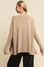 Davi & Dani Women’s Tan Oversized Ribbed V-Neck Sweater 0e054f9d-6550-4d65-a1c4-5b6003a7a769-Max Trendsi