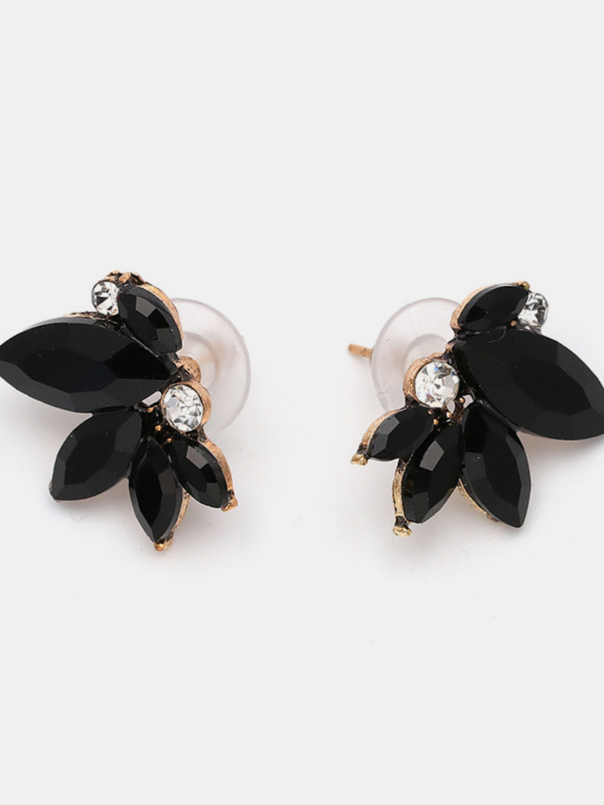 Stud Earrings Alloy Rhinestone Flower Deep Blue Women Fashion Jewelry Black One Size 0e311583-4c3b-493a-8bec-539829ec0792-Max Trendsi