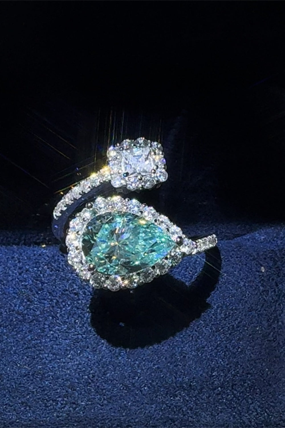 Silver Bypass Ring Turquoise 2 Carat Moissanite Stone 925 Sterling Jewelry 0e3150e2-3155-4f85-948f-aa04be9e3b3e-Max Trendsi