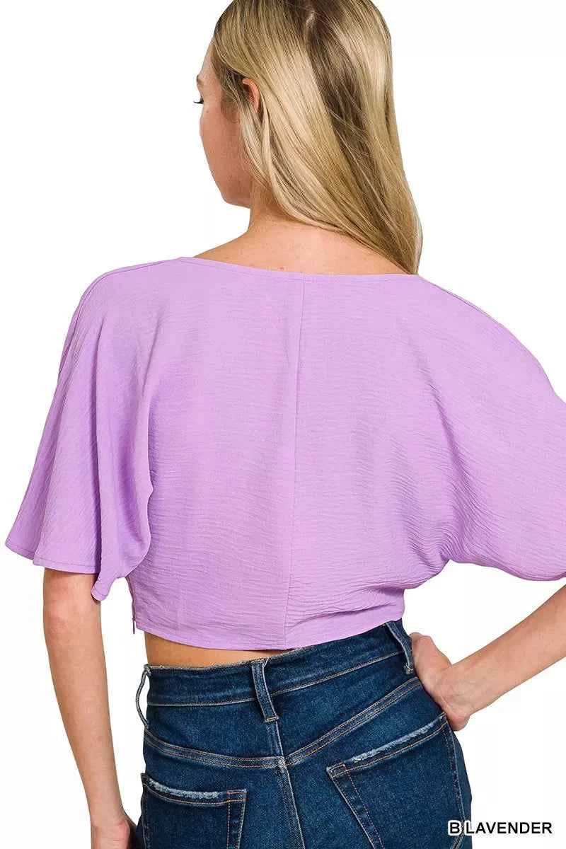 Zenana Woven Airflow Twisted Top & Wide Leg Pants Set