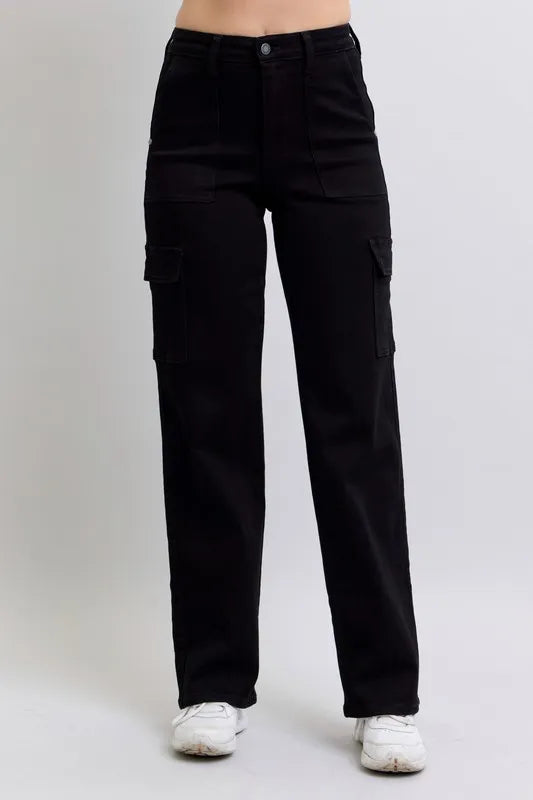 Judy Blue Plus Size High Waist Cargo Wide Leg Jeans