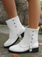 Mid Heels Women's Boots Buckle Block Stylish and Comfortable Footwear Shoes 0e599f92-de78-4b66-a017-229aba401308-Max-Origin Trendsi